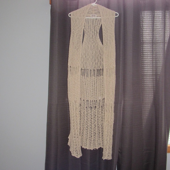 Long Knit Sleeveless Cardigan - Picture 1 of 3
